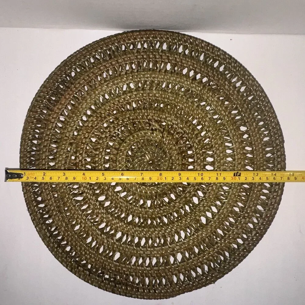 Vintage Woven Rattan Wicker Round Placemats Charger Mats Set of 2 Boho 15”